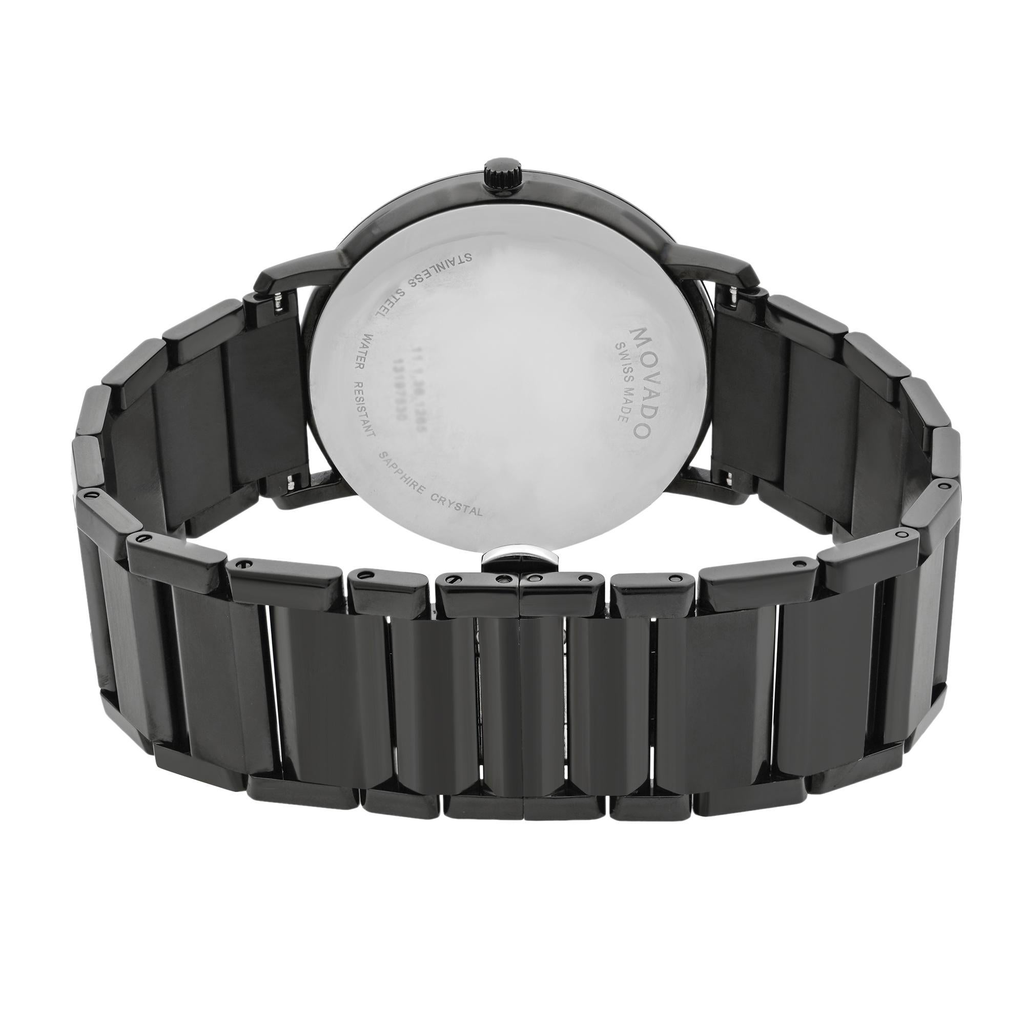 Movado Sapphire Black Dial Analog PVD Thin Steel Quartz Men's Watch 0606882 2