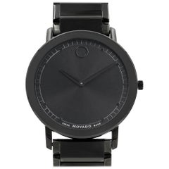 Movado Sapphire Black Dial Analog PVD Thin Steel Quartz Men's Watch 0606882