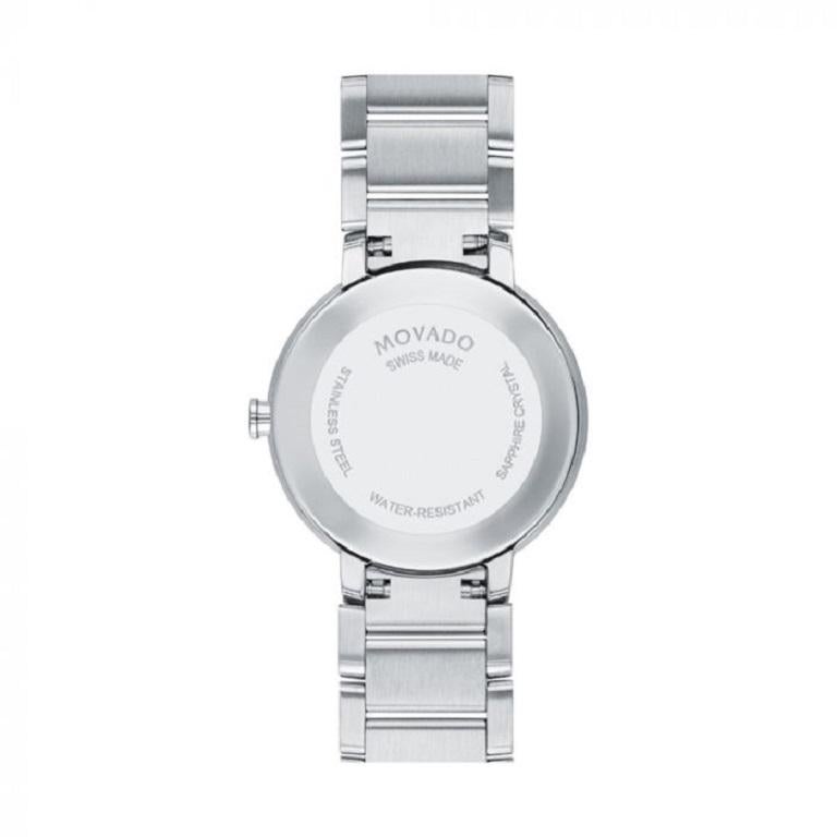 Movado Sapphire Mirror Silver Dial 28mm Stainless Steel Ladies Watch 607547 Neuf - En vente à Wilmington, DE