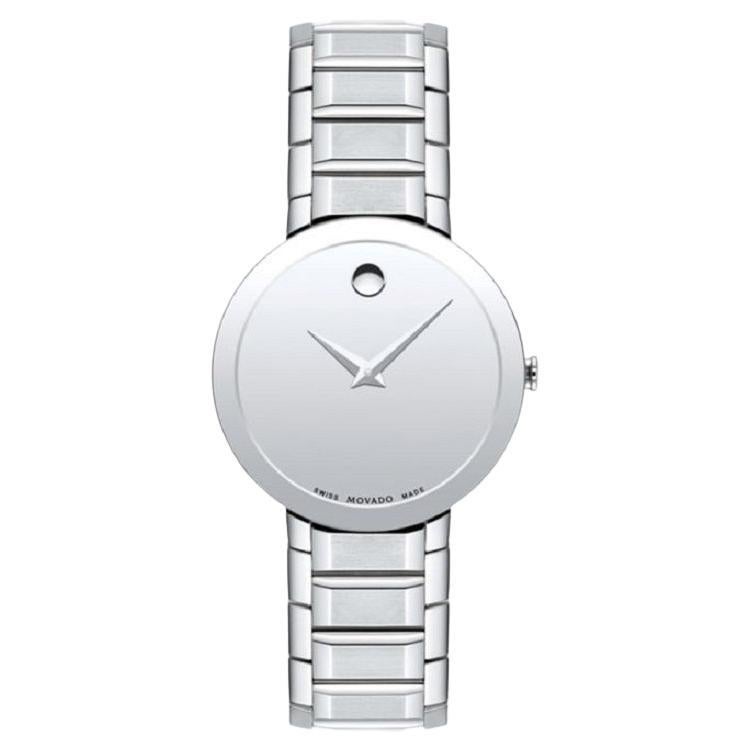 Movado Sapphire Mirror Silver Dial 28mm Stainless Steel Ladies Watch 607547 en vente