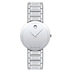 Used Movado Sapphire Mirror Silver Dial 28mm Stainless Steel Ladies Watch 607547