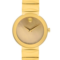Movado Sapphire Museum Gold MOP Dial Steel Quartz Ladies Watch 0607049
