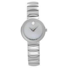 Movado Sapphire Museum Steel Grey MOP Dial Ladies Quartz Watch 0607048