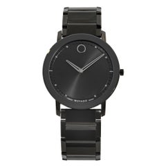 Movado Sapphire PVD Stainless Steel Black Dial Quartz Men's Watch 0606882