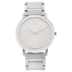 Movado Sapphire Stainless Steel Silver Dial Ultra Thin Quartz Mens Watch 0606881