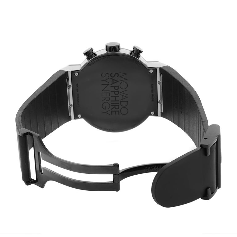 Movado Sapphire Synergy Steel Rubber Black on Black Quartz Men