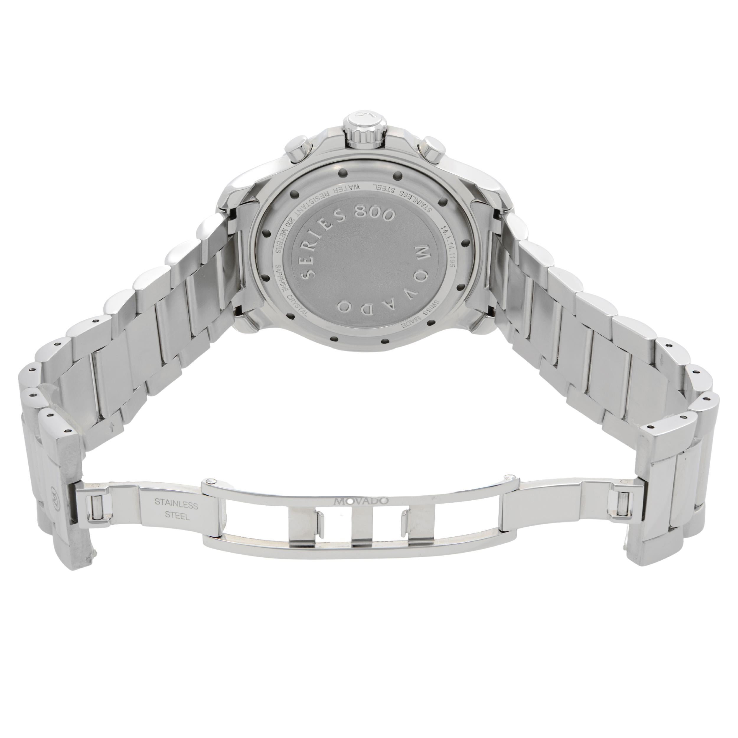 Movado Series 800 Chronograph Steel Black Dial Quartz Mens Watch 2600110 2