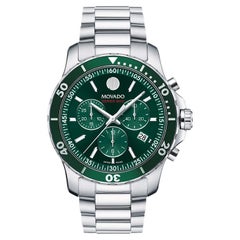 Movado Series 800 Chronograph 42mm Green Dial Stainless Steel Watch 2600179