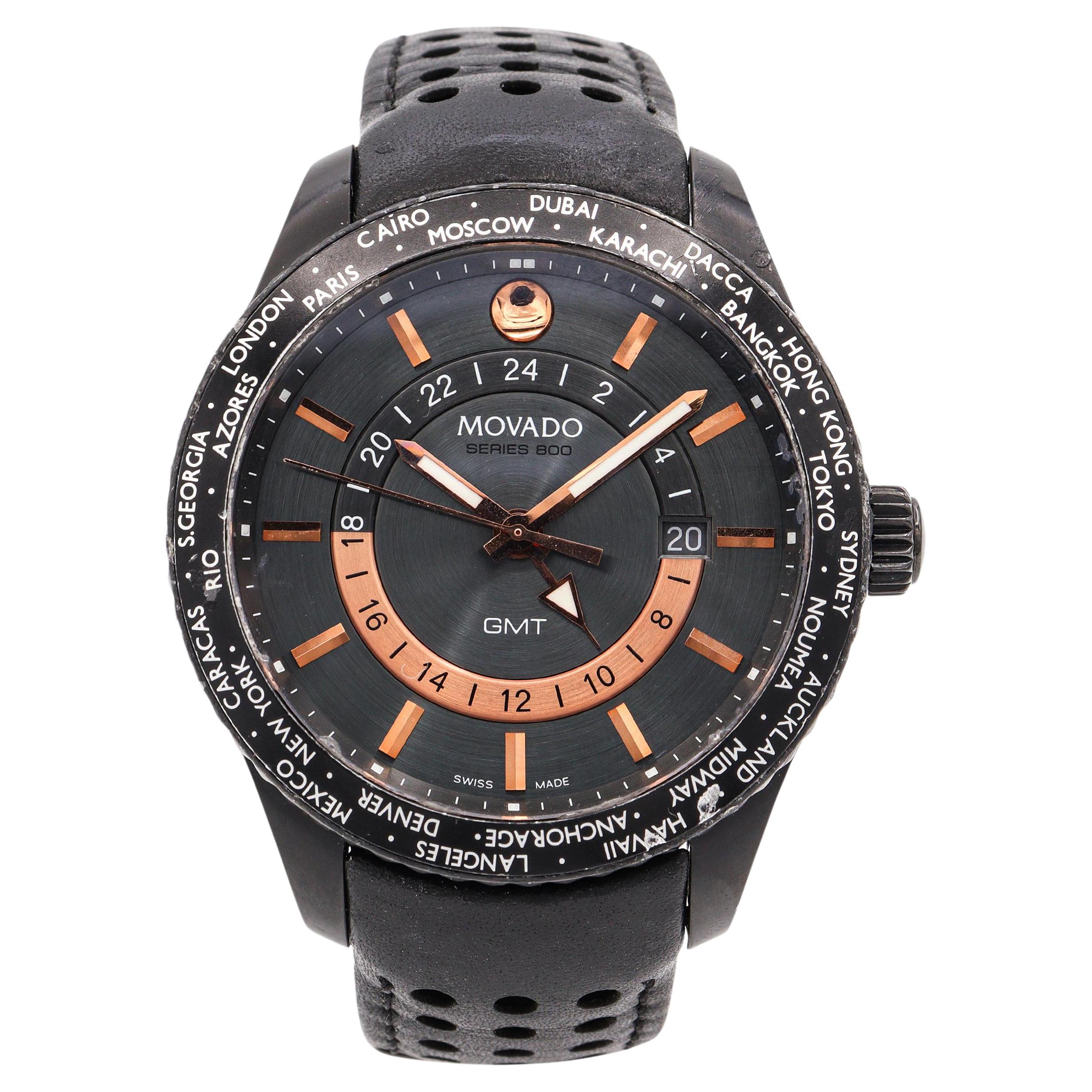 Montre Homme Movado Series 800 GMT World Time Quartz Ref. 14-1-36-1207 en vente