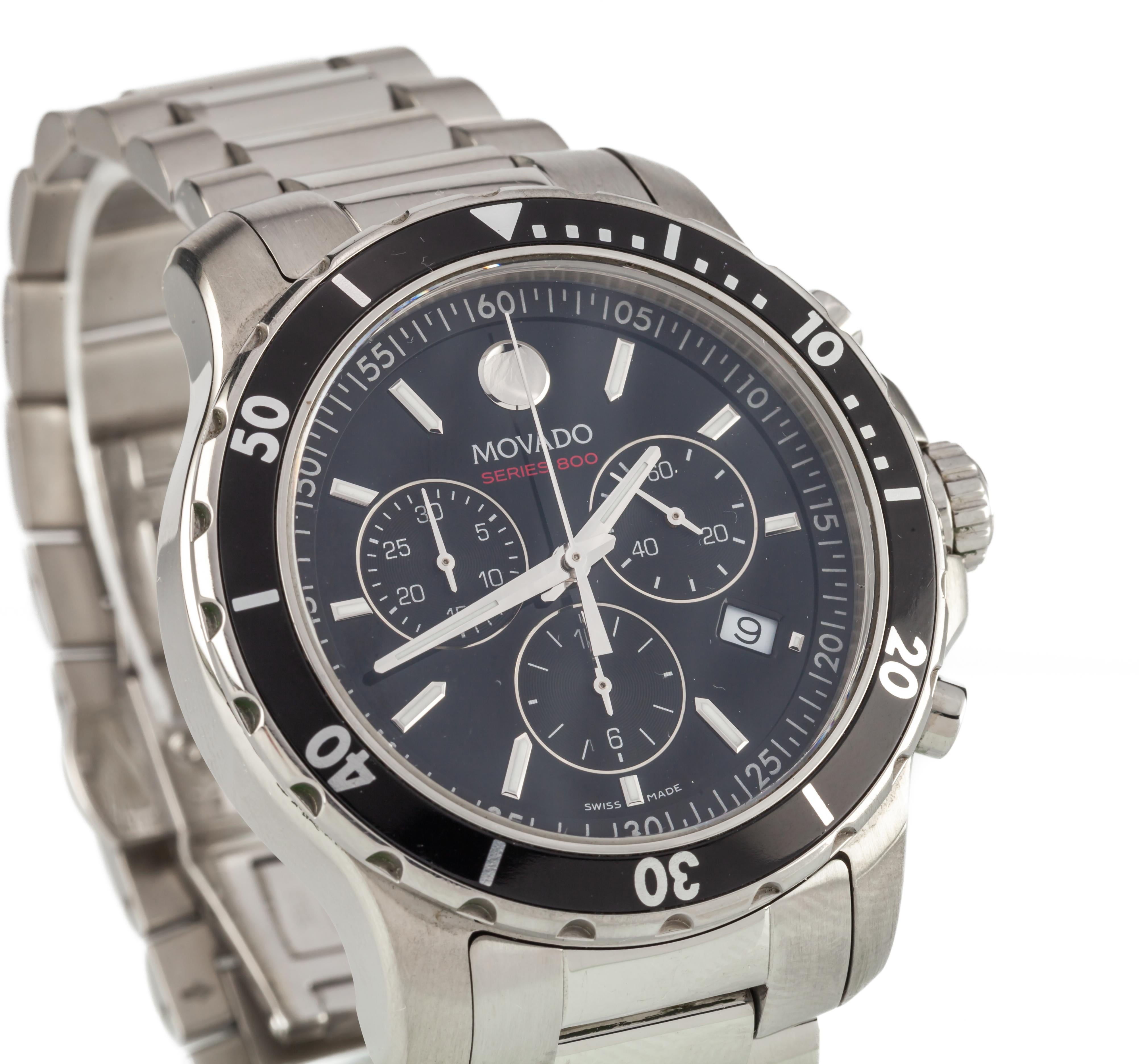 movado series 800 chronograph rubber strap watch