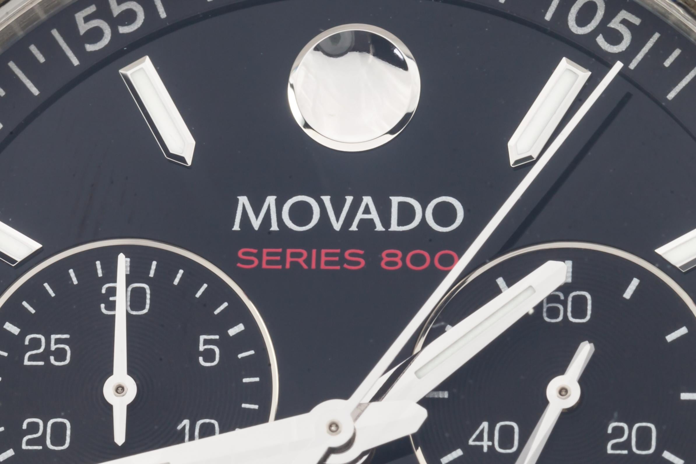 Movado Serie 800er Herren-Quarz-Chronograph mit Box und Papieren im Angebot 1