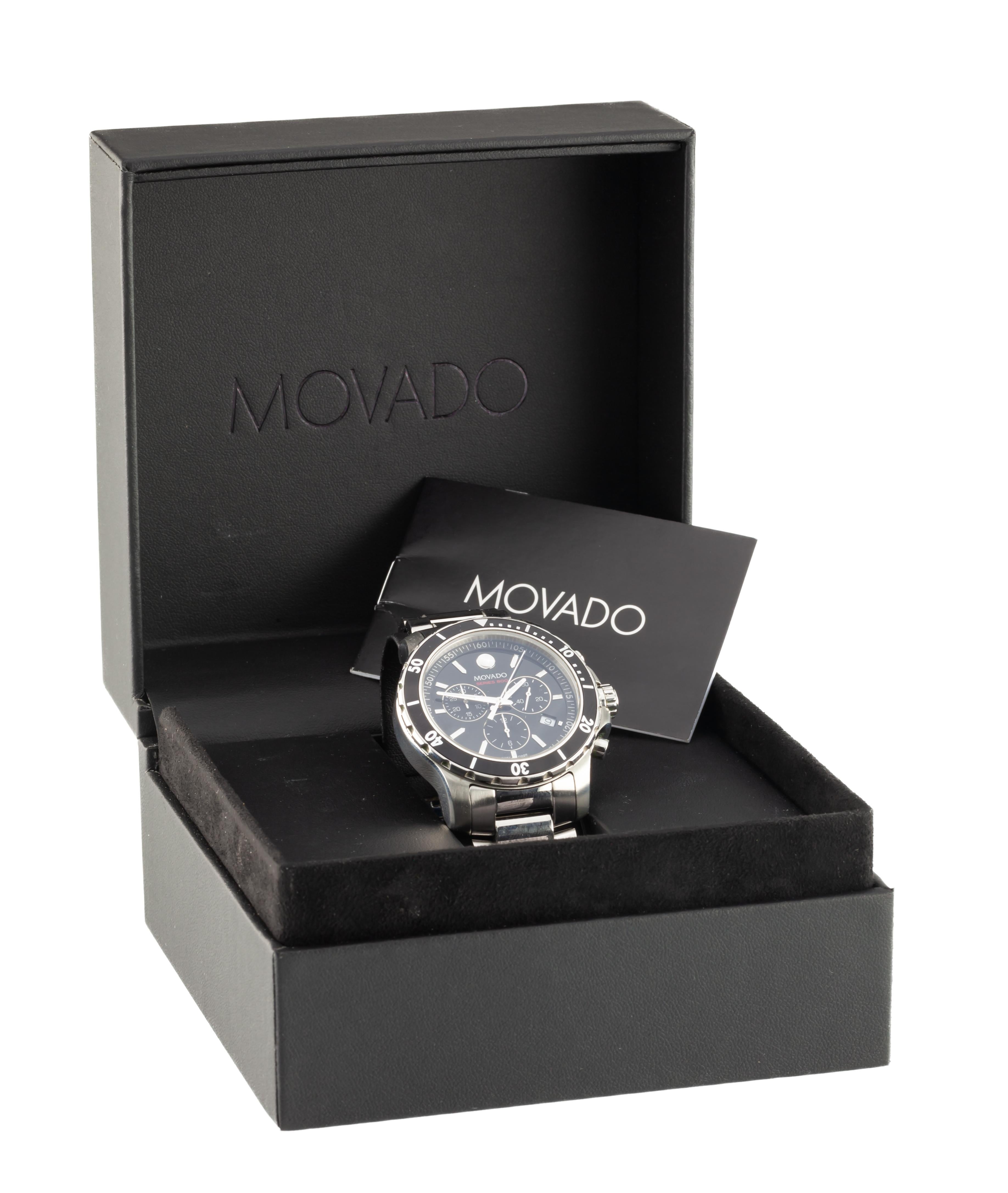 Movado Series 800 Men's Quartz Chronograph w/ Box and Papers For Sale 2