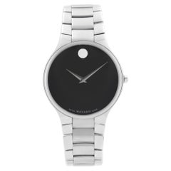 Movado Serio Museum Stahl Schwarzes Zifferblatt Quarz Herrenuhr 0606382