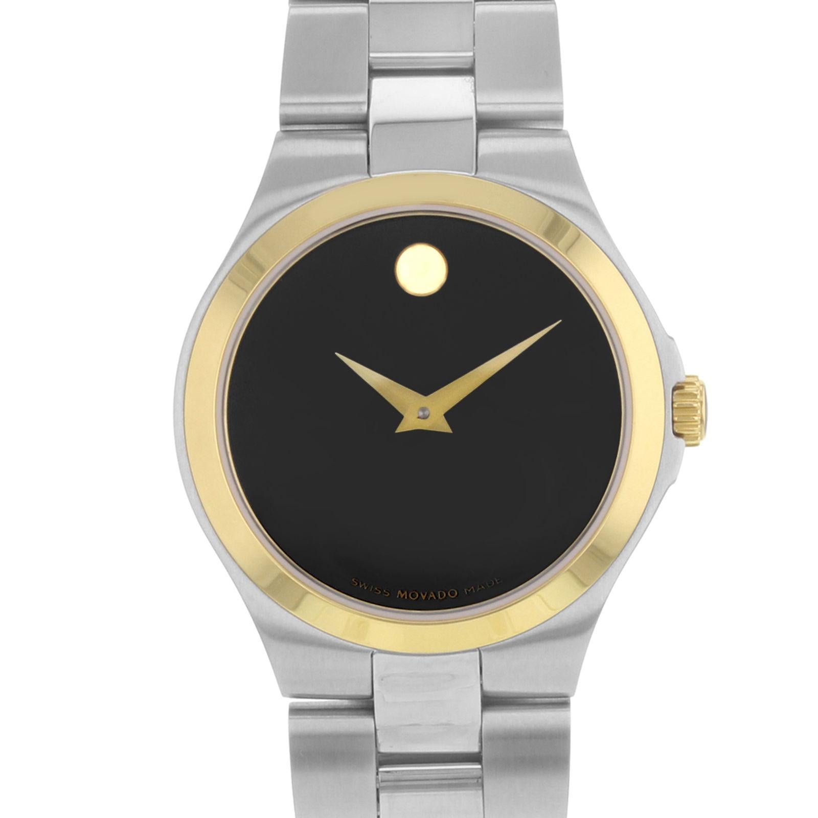 (16691)
This pre-owned Movado Sport 606910 is a beautiful Ladies timepiece that is powered by a quartz movement which is cased in a stainless steel case. It has a round shape face, no features dial and has hand unspecified style markers. It is