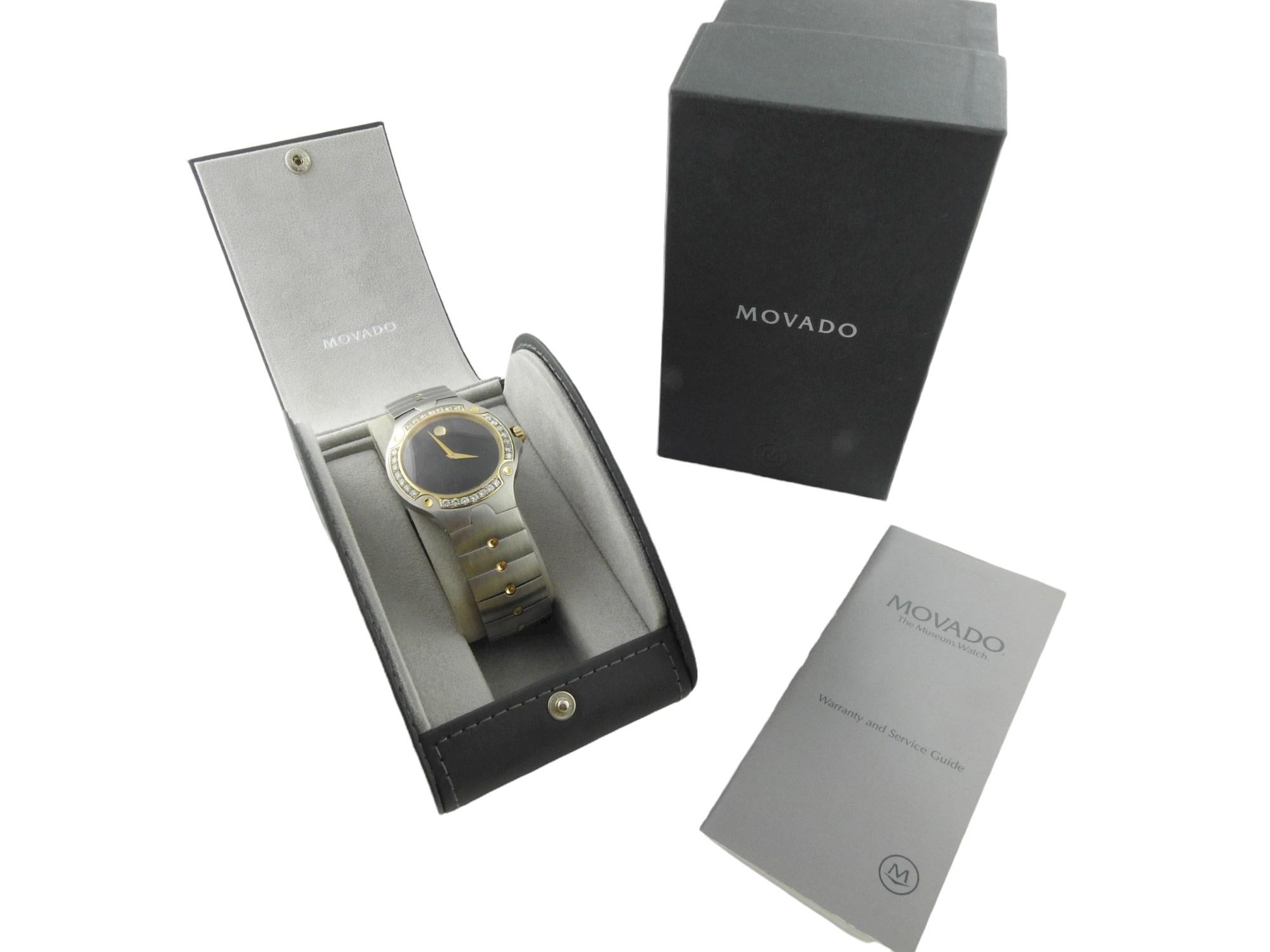 Movado Sports Edition Two Tone Diamond Watch 81 G1 1892 w/ Box 3