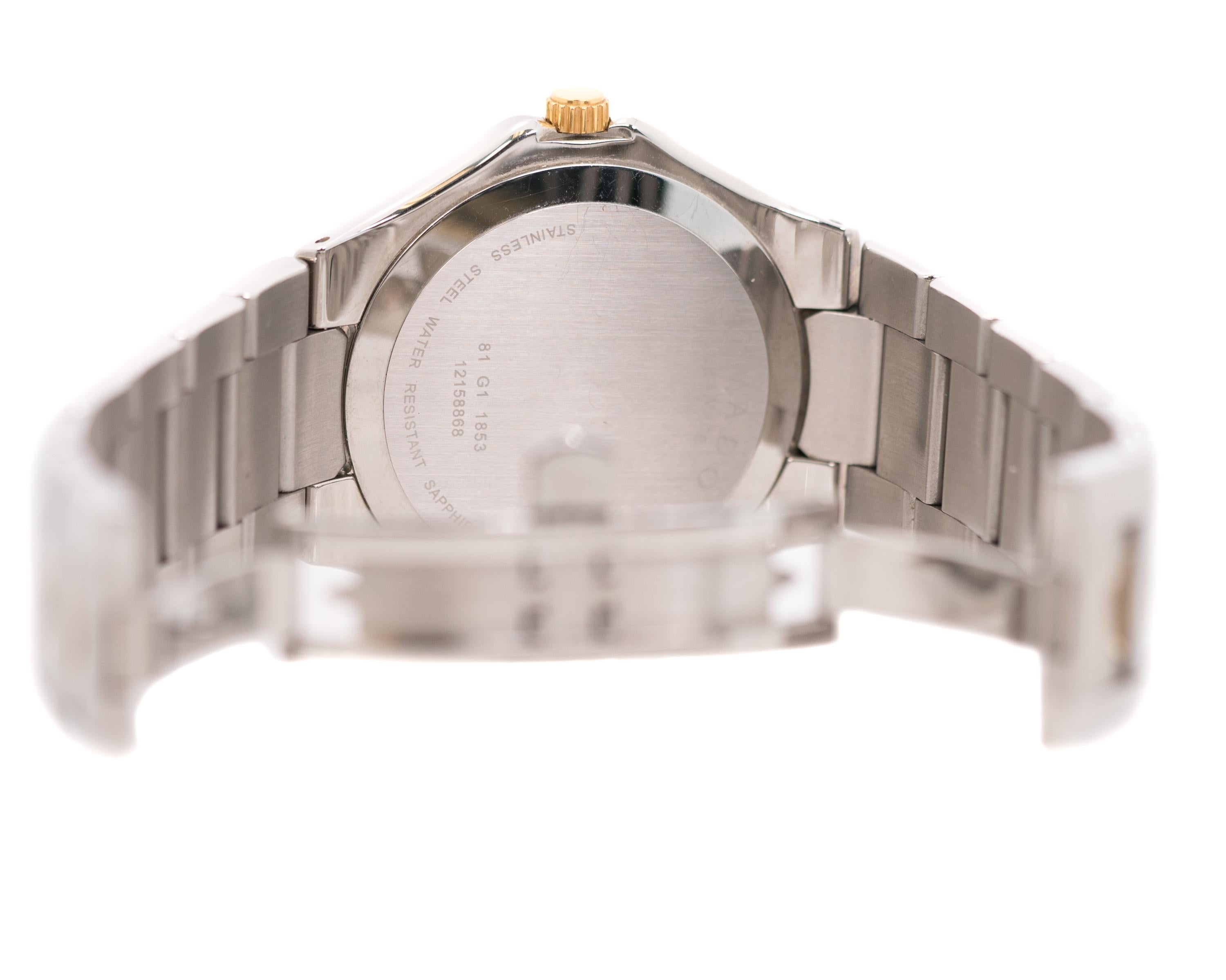 Modern Movado Stainless Steel and Gold Tone Wristwatch, 1980s