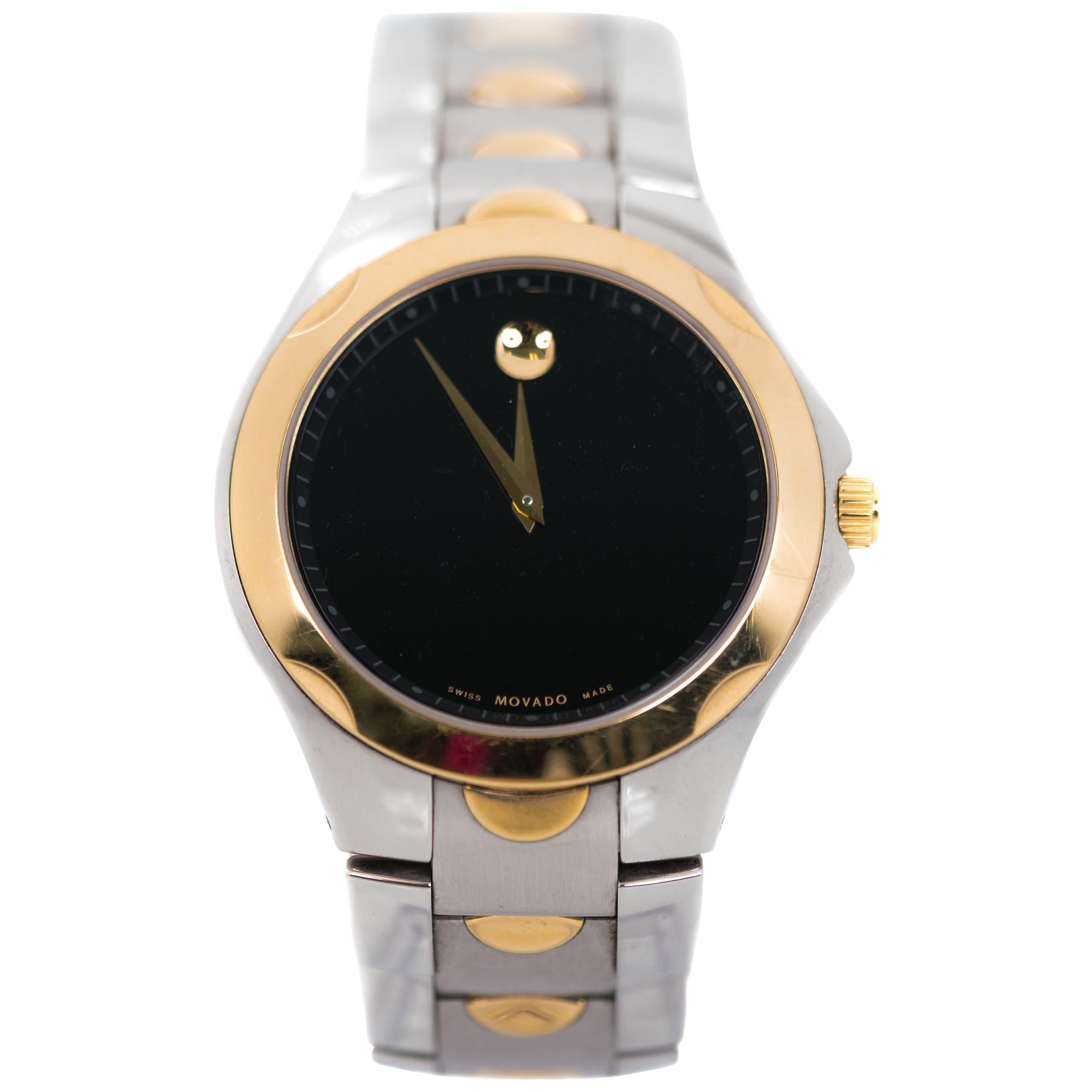 Movado Stainless Steel and Gold Tone Wristwatch, 1980s