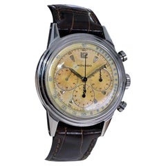 Cronografo Movado in acciaio inossidabile Art Deco di alto livello con quadrante originale degli anni '40