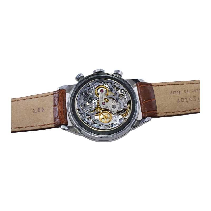 Movado Edelstahl-Chronograph mit Original-Zifferblatt, ca. 1940er Jahre im Angebot 6
