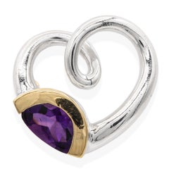Movado Sterling Silber 18k Gelbgold Amethyst Anhänger und Ohrringe Set
