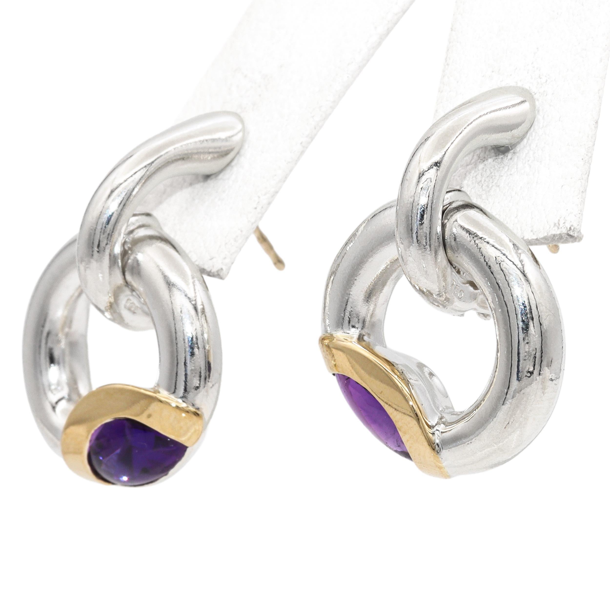 Pendentif et boucles d'oreilles en améthyste Movado en argent sterling et or jaune 18 carats Pour femmes en vente
