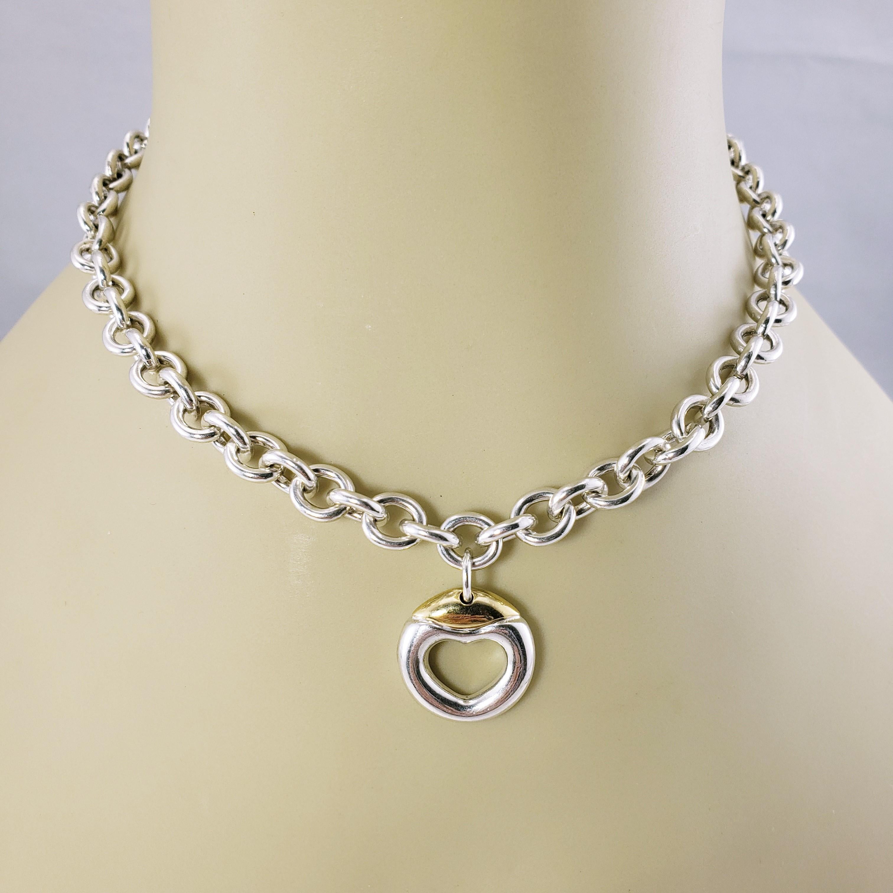 Women's Movado Sterling Silver and 18 Karat Yellow Gold Heart Necklace