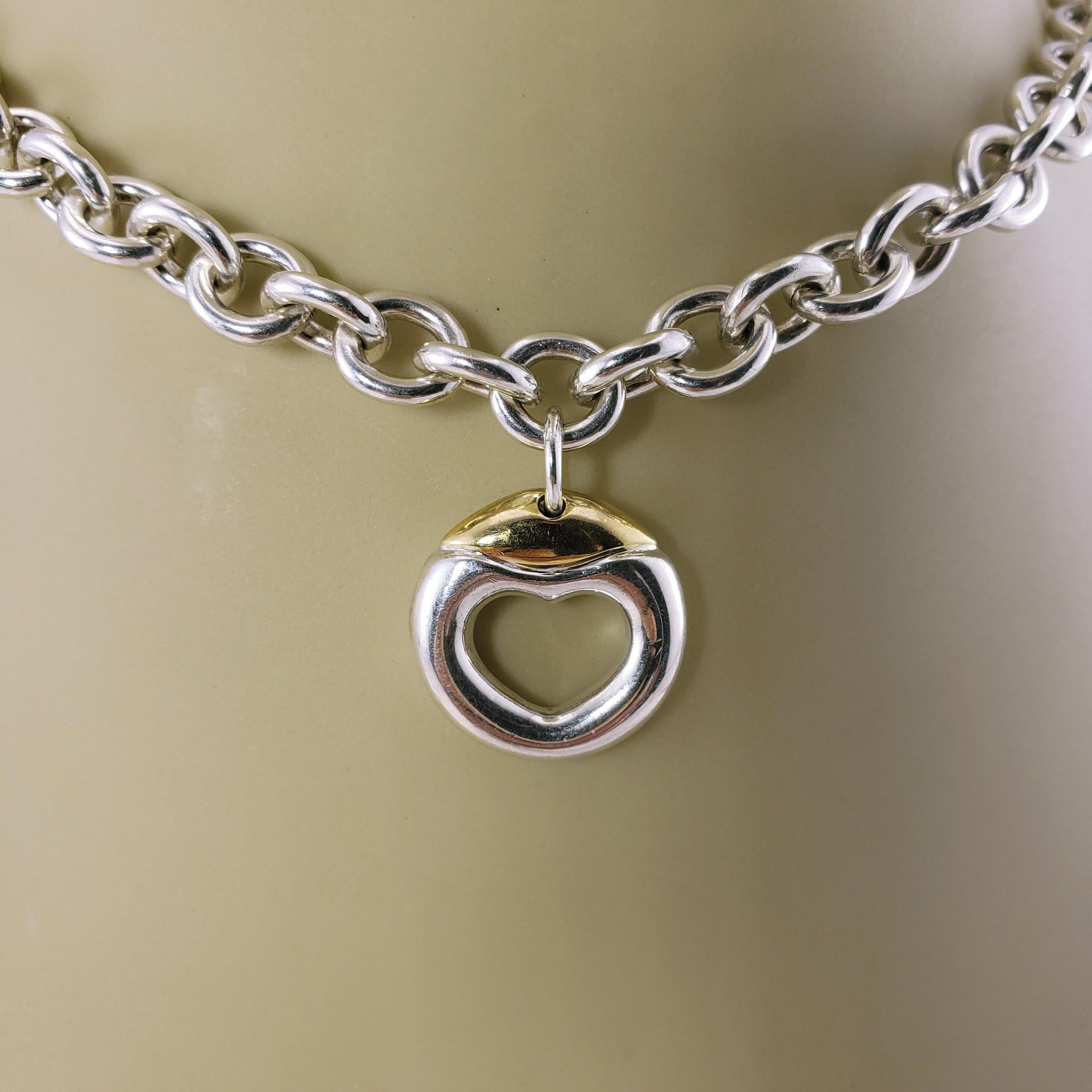 Movado Sterling Silver and 18 Karat Yellow Gold Heart Necklace 1