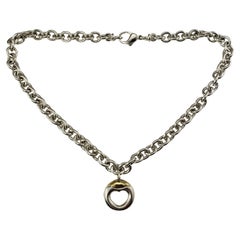 Movado Sterling Silver and 18 Karat Yellow Gold Heart Necklace