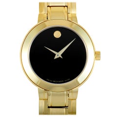 Movado Stiri Yellow Gold Toned Black Dial Watch 0607282