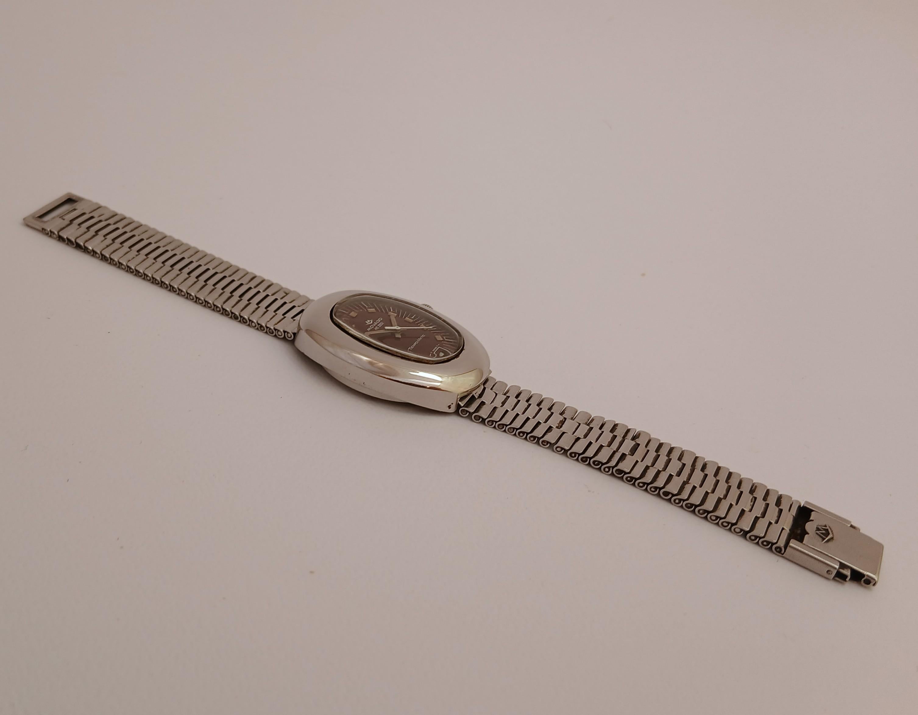 Movado Sub Sea Tempo-matic hs 288 Burgundy Dial Stahl Datum Vintage Herrenuhr im Angebot 3