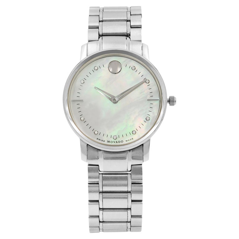 Horloge De Bureau Movado – Cadre Acier Inoxydable – Élégante & Sobre