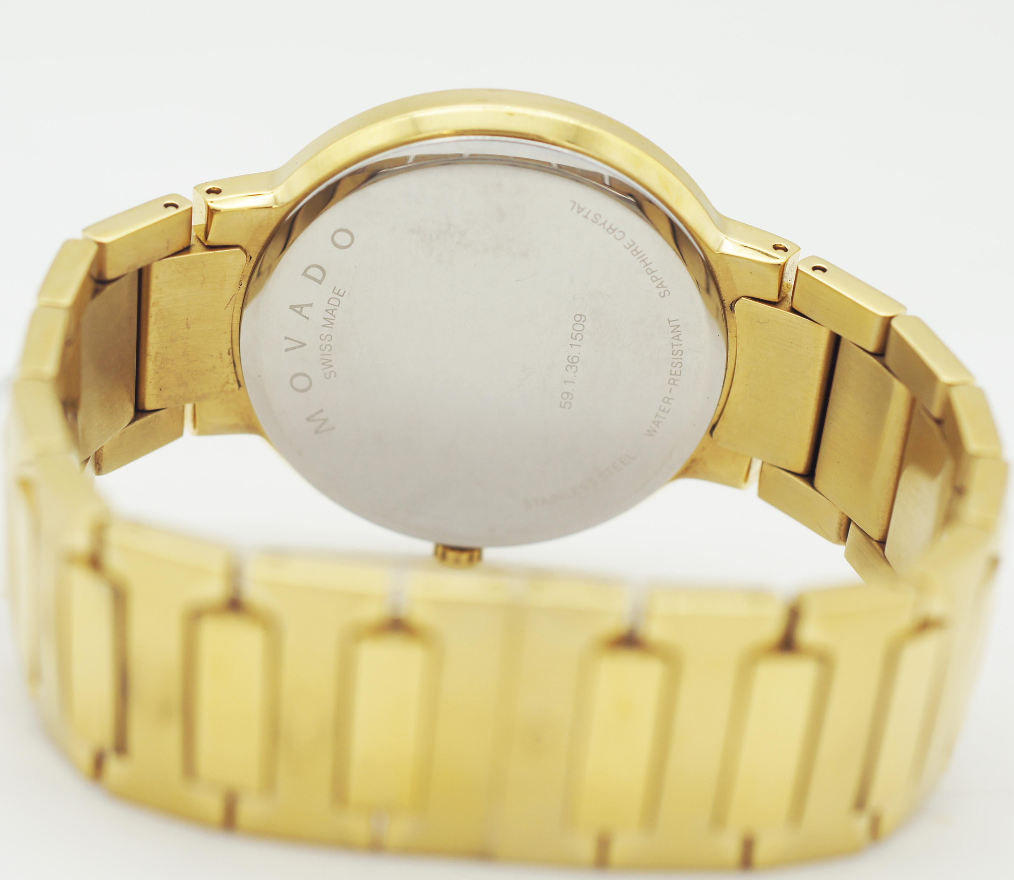 MOVADO Temo Quarzo Oro Nero Orologio da Museo in vendita 1