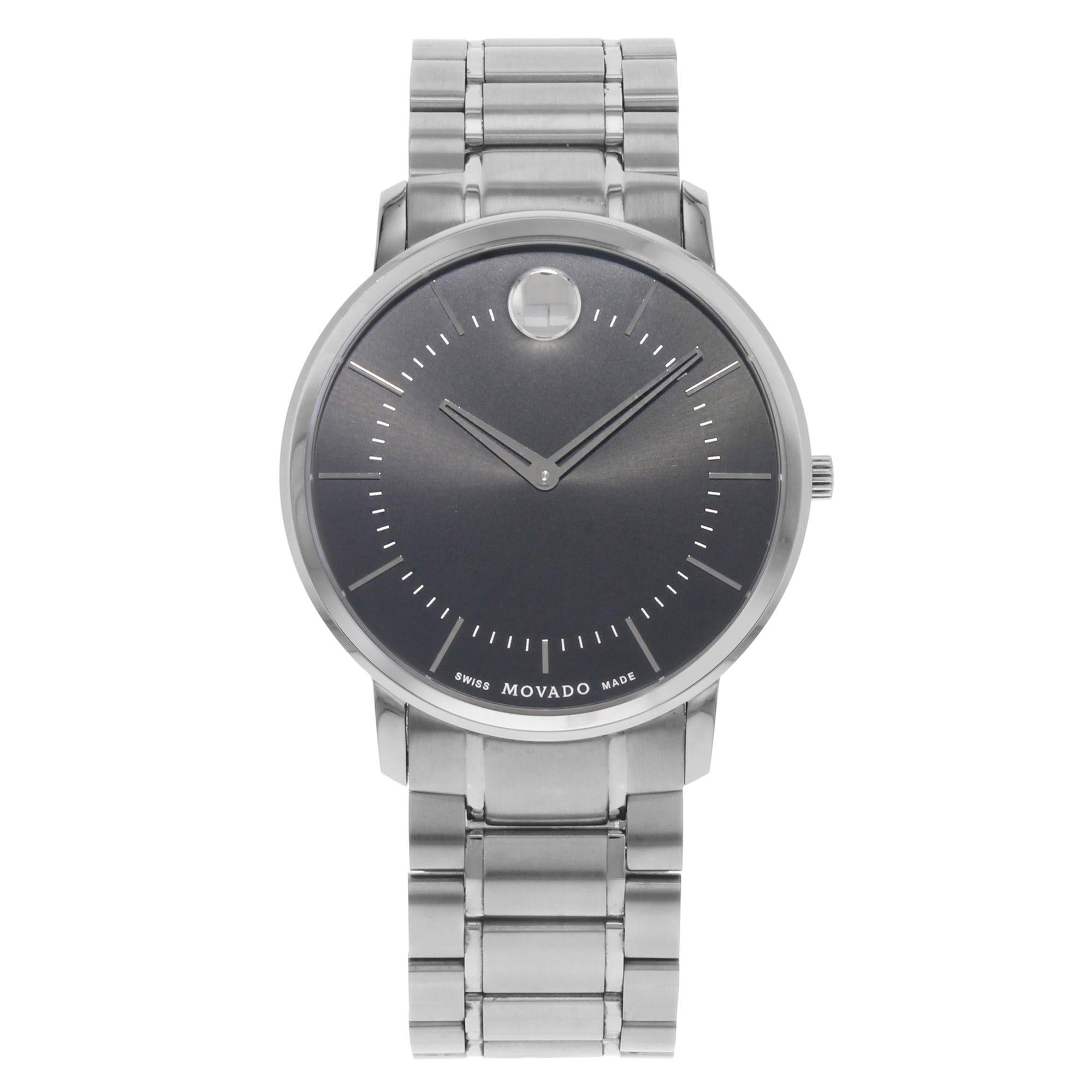 Movado Thin Classic Black Dial Stainless Steel Quartz Men’s Watch 0606687