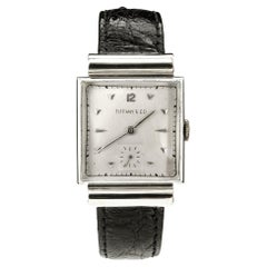 Vintage Movado Tiffany & Co Platinum Square Hooded Lugs Wristwatch
