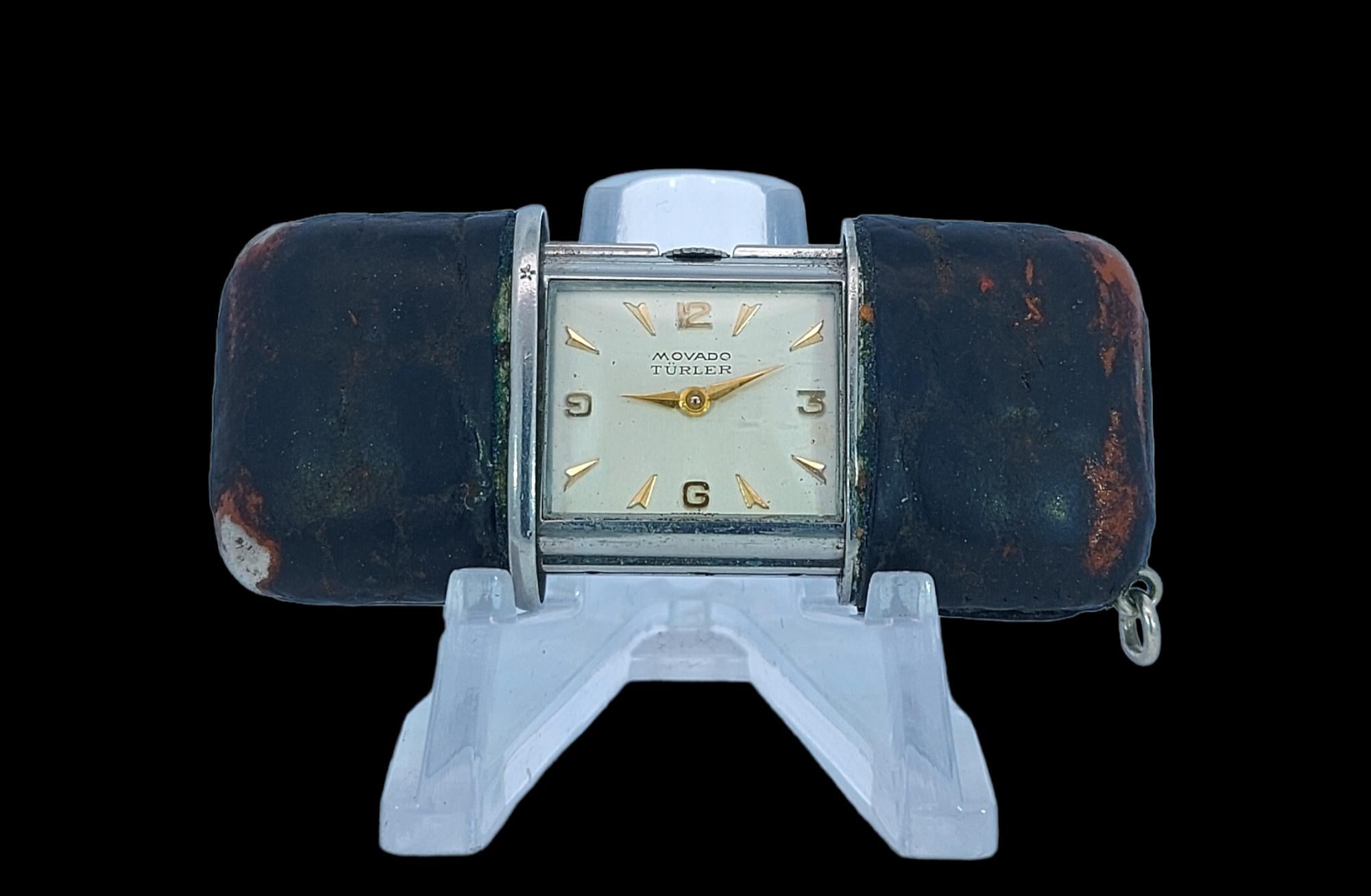 Movado Türler  Montre à glissière / montre de voyage, montre de sac à main, avec support. en vente 3