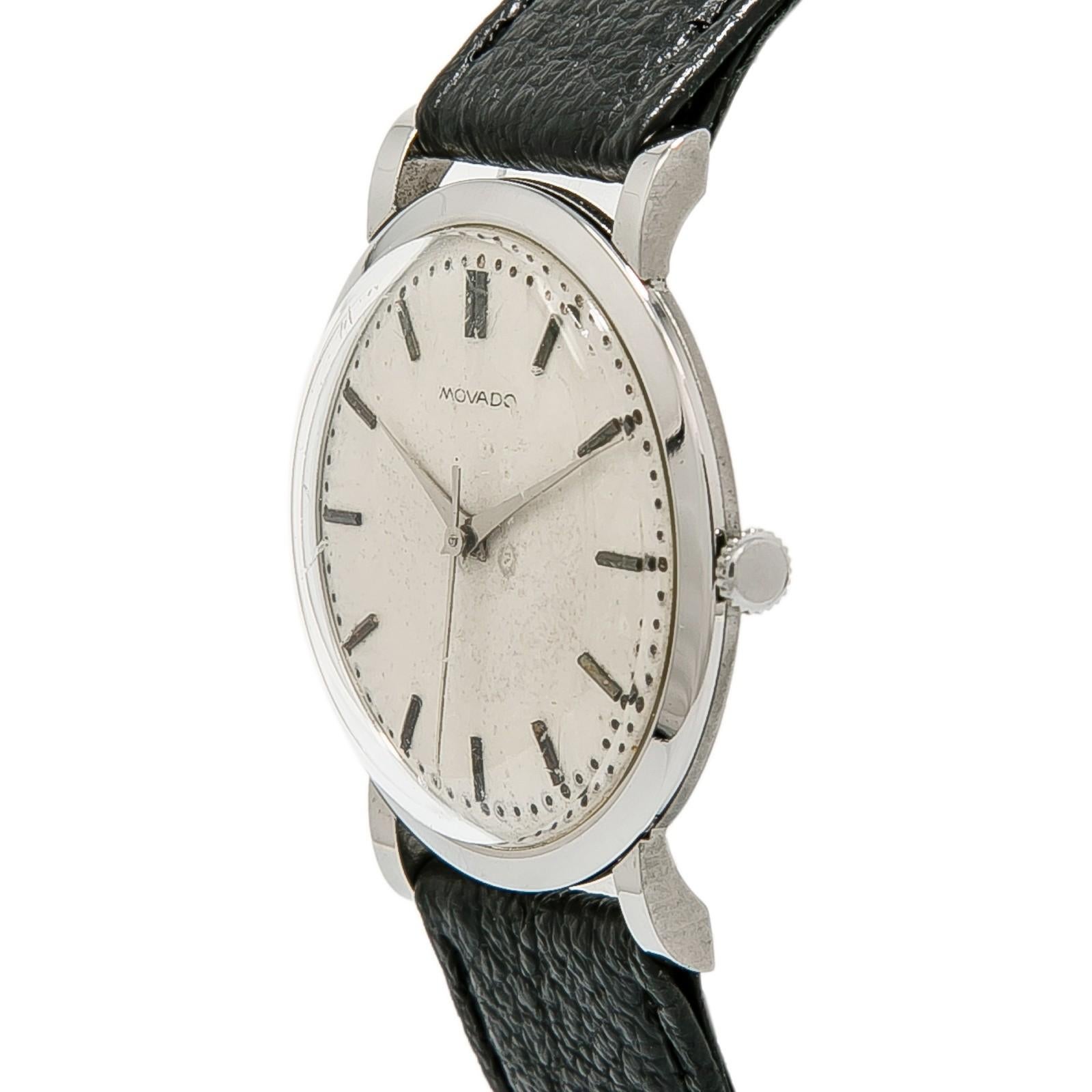 Contemporary Movado Vintage Antique With 7 mm Band, Stainless-Steel Bezel & White Dial