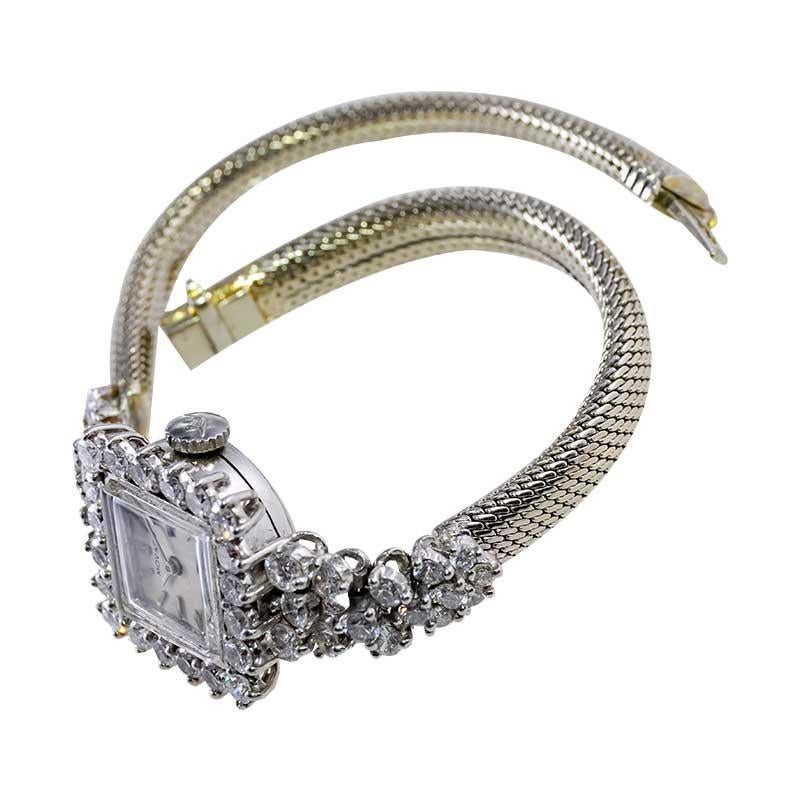 Montre habillée Movado Watch Company en platine et diamants pour femmes en vente 4