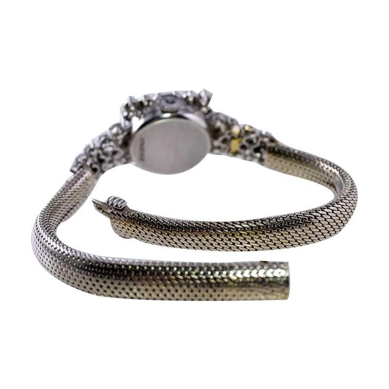 Montre habillée Movado Watch Company en platine et diamants pour femmes en vente 7