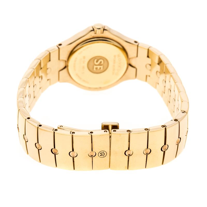 Women's Movado White Mother of Pearl Yellow Gold Plated Steel Diamonds Sports Edition 88