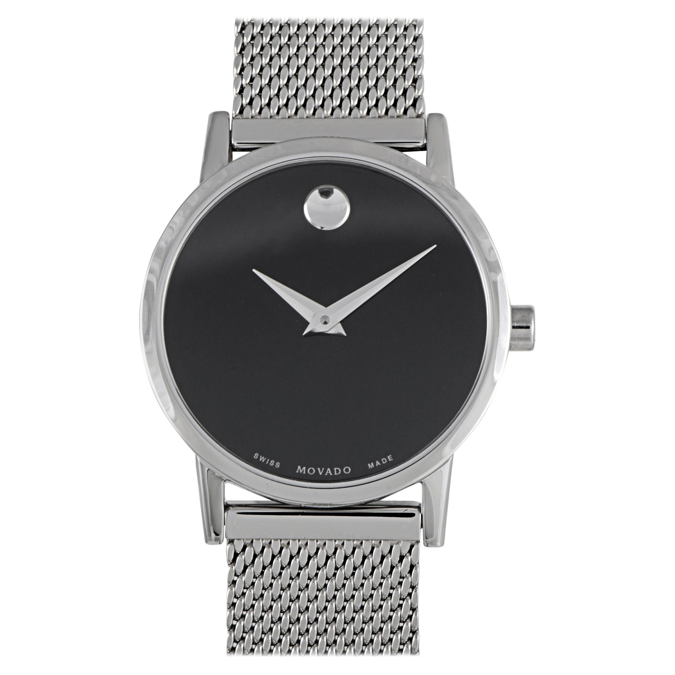 Movado Women's Museum Classic Black Dial Stainless Steel Watch 0607220