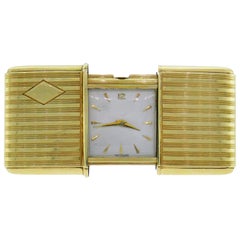 Movado Yellow Gold Desk Table Travel Clock