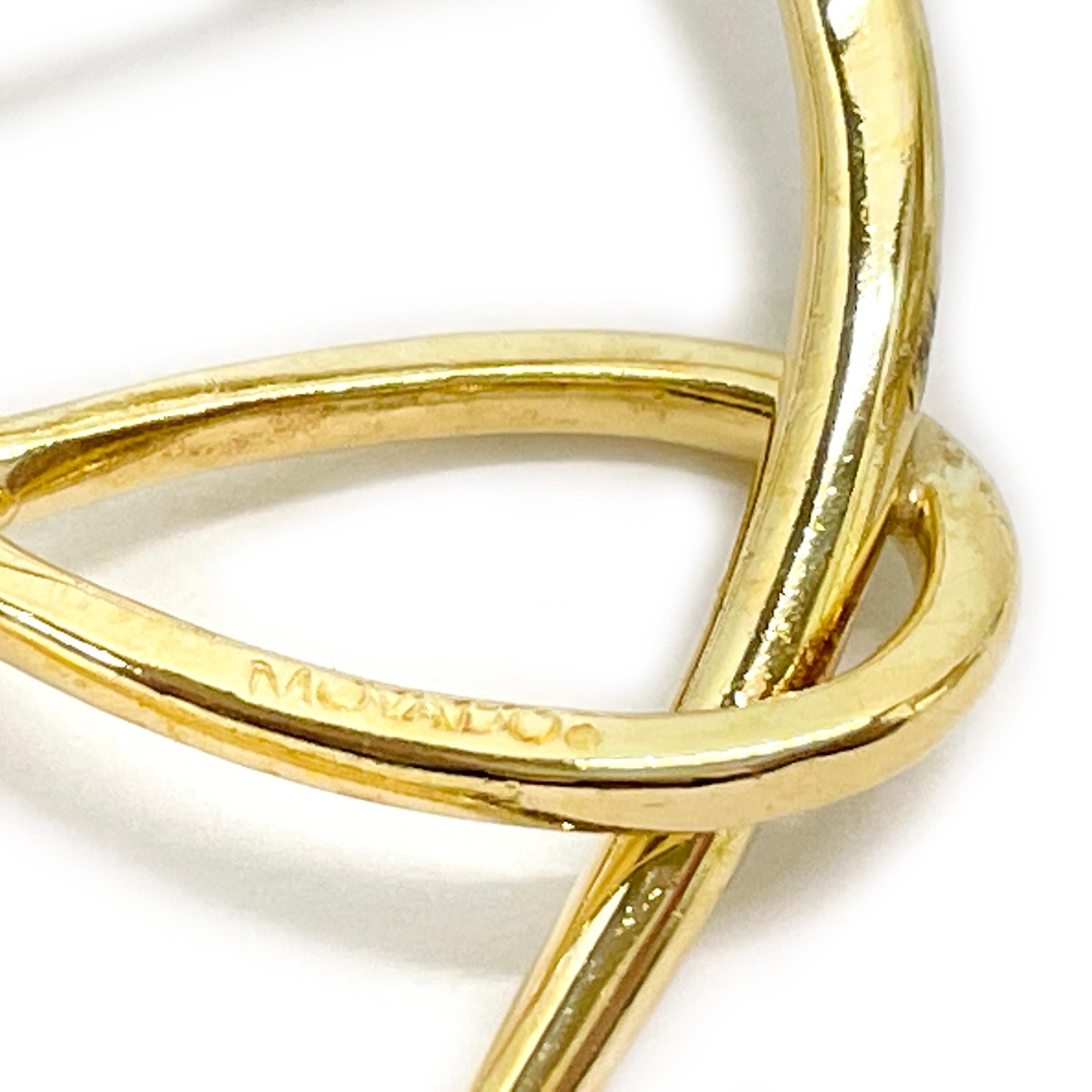 Retro Movado Yellow Gold Heart Infinity Brooch For Sale