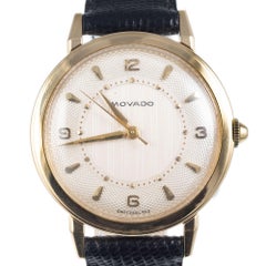 Movado Yellow Gold Manual Wind Men's Strap Wristwatch