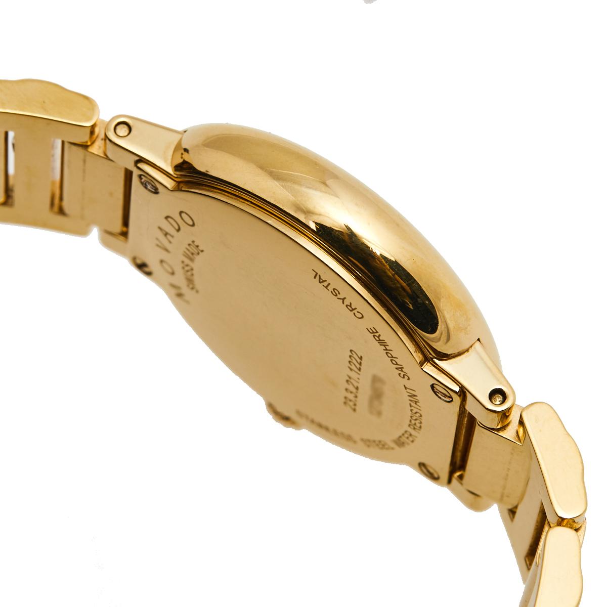 Round Cut Movado Yellow Gold Plated Stainless Steel Diamond Concerto 23.3.21.1222 Women's 