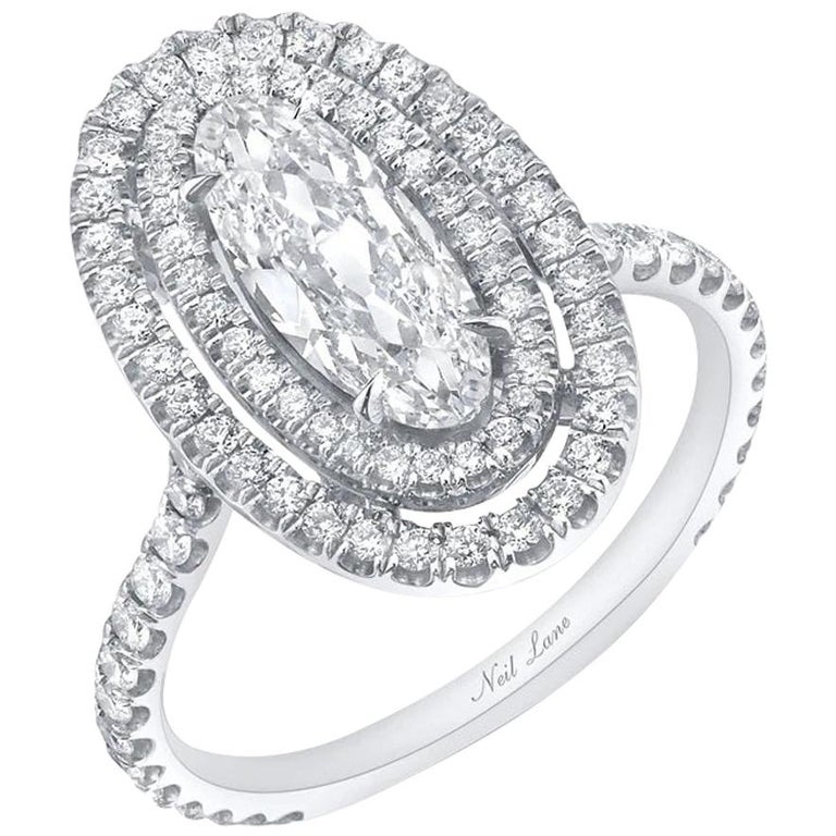 Moval-cut diamond and platinum ring, 2020