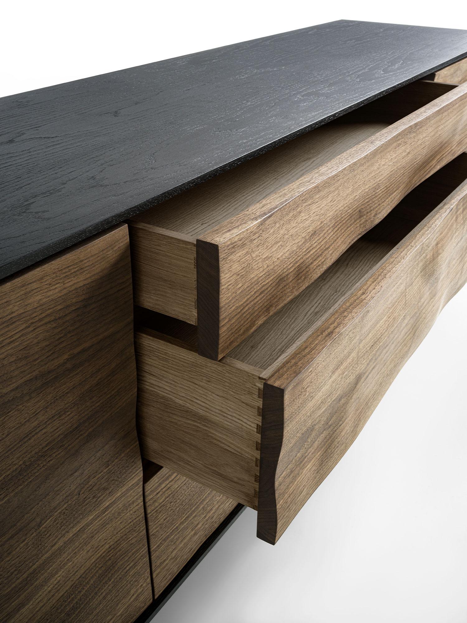 Move Low Solid Wood Sideboard, Designed by Authentic Design, Made in Italy In New Condition For Sale In Beverly Hills, CA