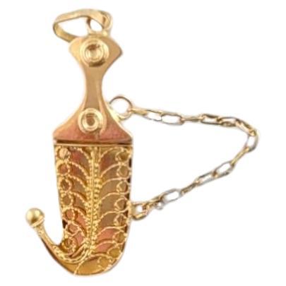 Moveable 21K Yellow Gold Dagger Charm #15814 For Sale