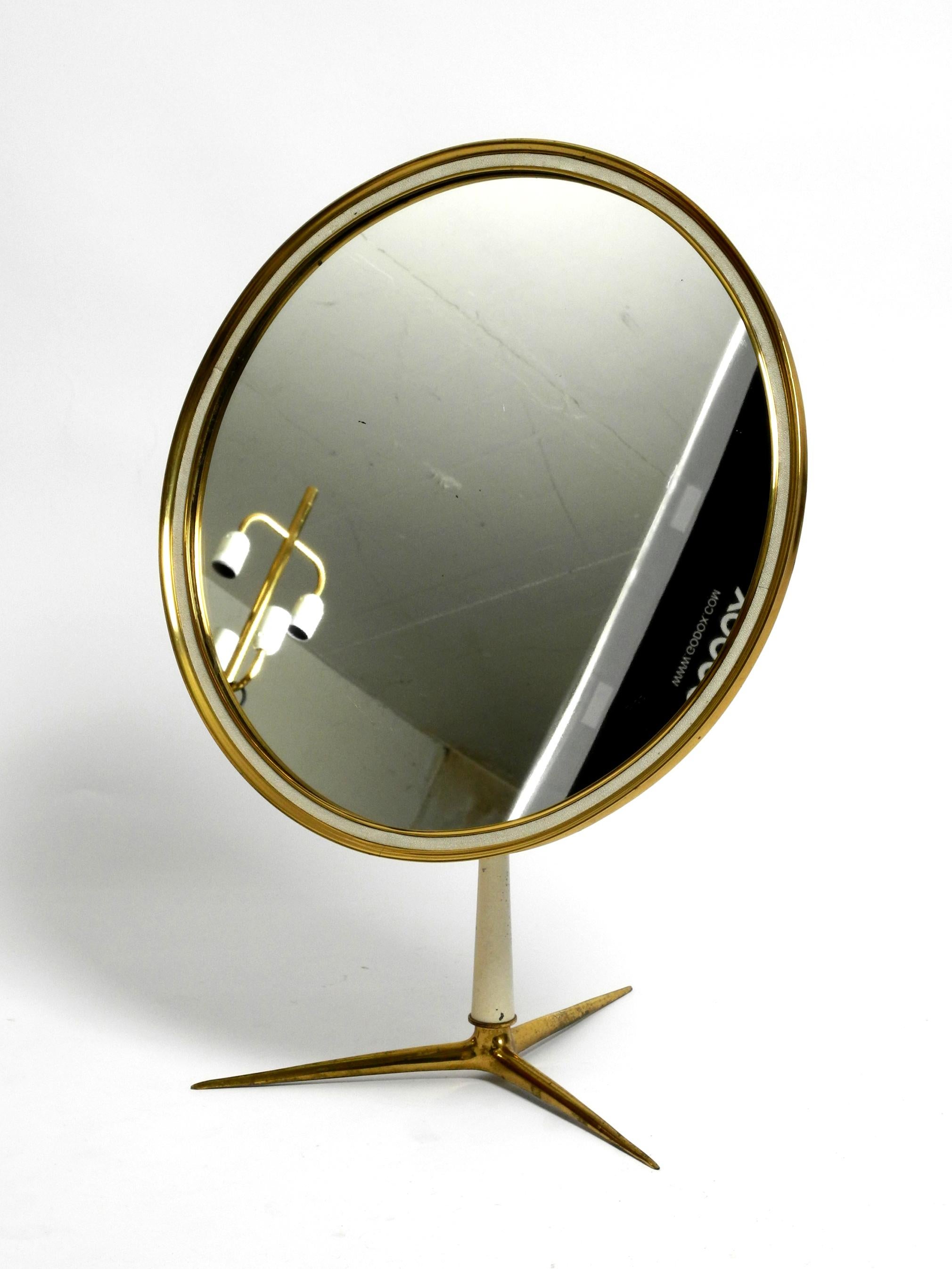 Moveable, Large, Midcentury Brass Table Mirror by Vereinigten Werkstätten For Sale 6