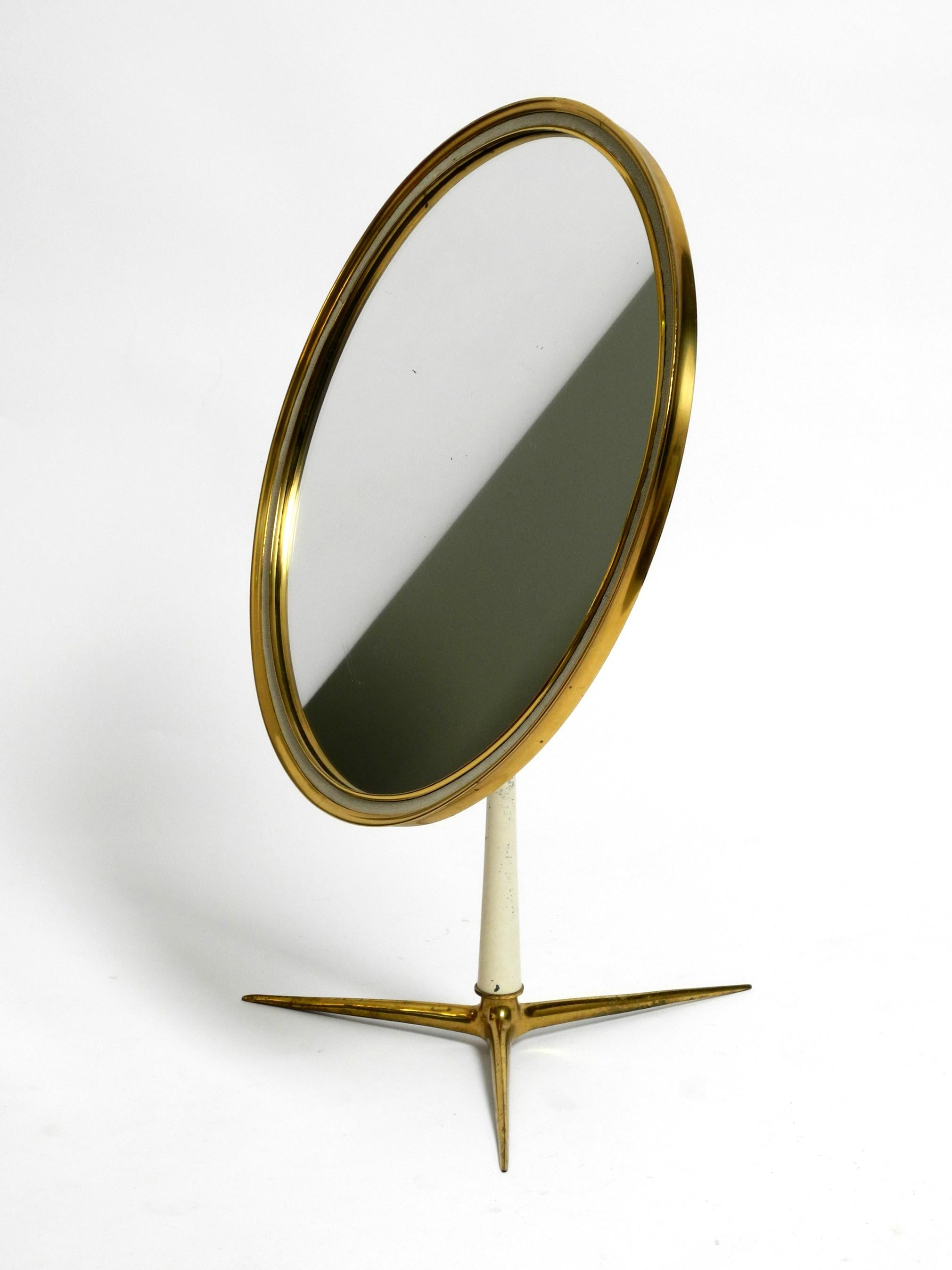 Moveable, Large, Midcentury Brass Table Mirror by Vereinigten Werkstätten For Sale 7