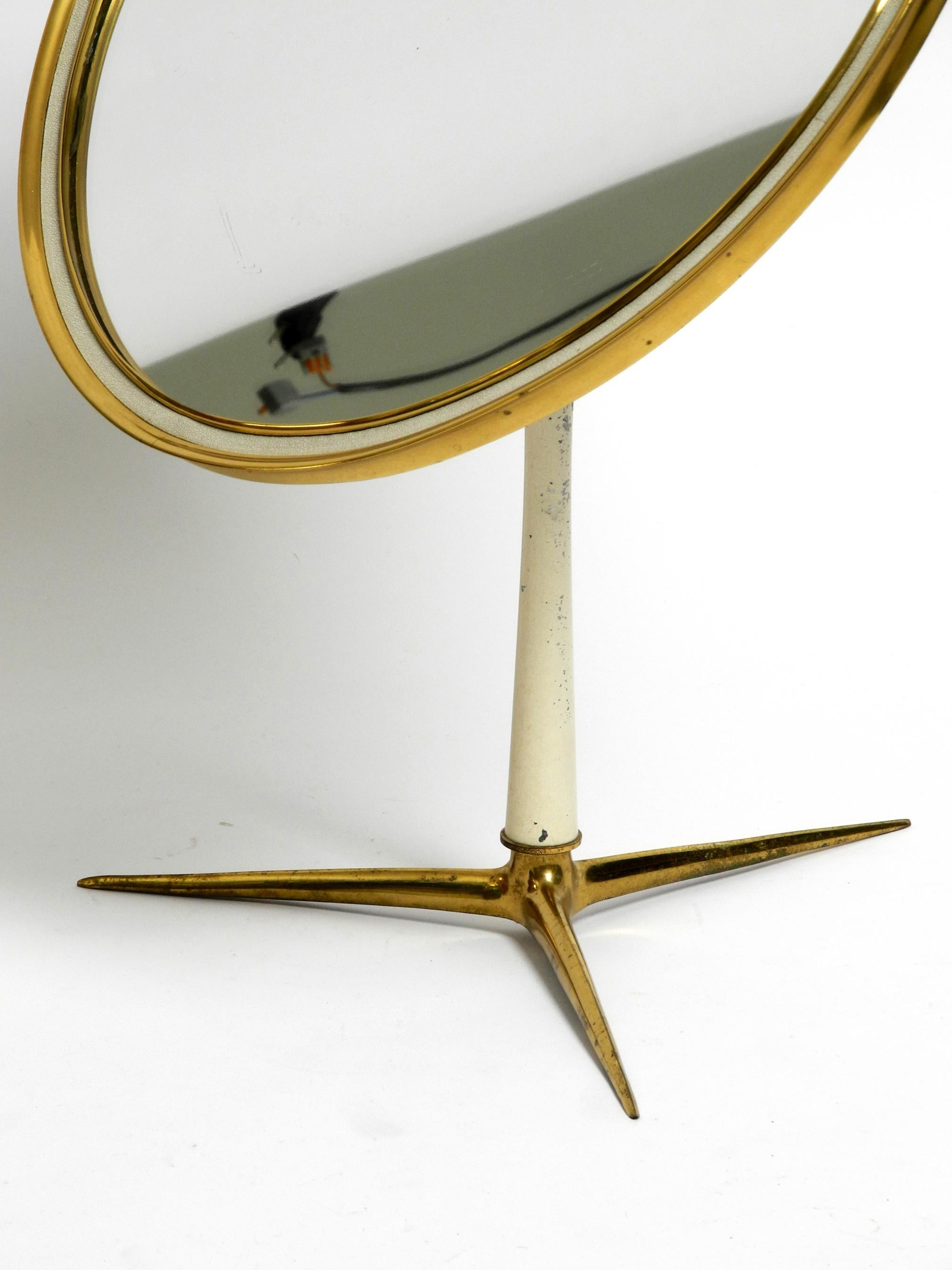 Moveable, Large, Midcentury Brass Table Mirror by Vereinigten Werkstätten For Sale 9